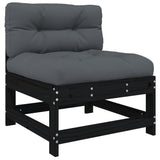 NNEVL 4 Piece Garden Lounge Set with Cushions Black Solid Wood