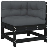 NNEVL 4 Piece Garden Lounge Set with Cushions Black Solid Wood