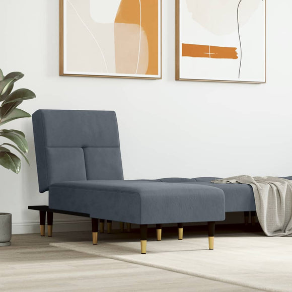NNEVL Chaise Longue Dark Grey Velvet