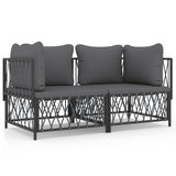 NNEVL 2 Piece Garden Lounge Set with Cushions Anthracite Steel