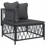 NNEVL 2 Piece Garden Lounge Set with Cushions Anthracite Steel