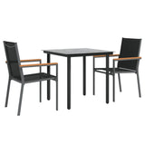 NNEVL 3 Piece Garden Dining Set Black Textilene and Steel