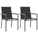 NNEVL 3 Piece Garden Dining Set Black Textilene and Steel