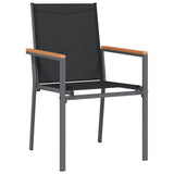 NNEVL 3 Piece Garden Dining Set Black Textilene and Steel