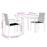NNEVL 3 Piece Garden Dining Set Black Textilene and Steel