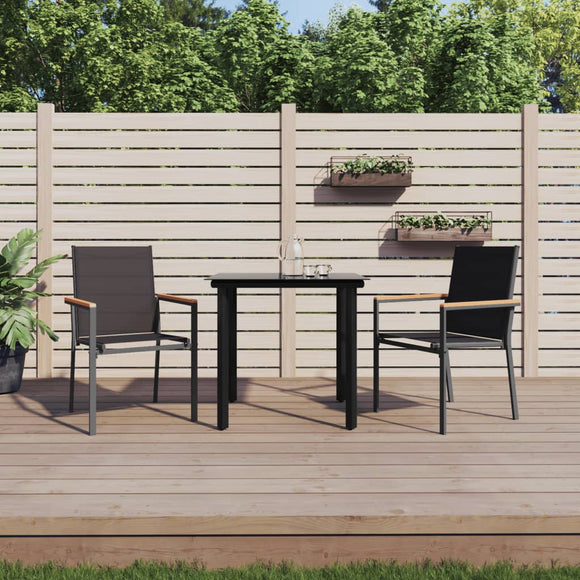 NNEVL 3 Piece Garden Dining Set Black Textilene and Steel
