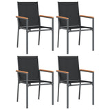 NNEVL Garden Chairs 4 pcs Black 55x61.5x90 cm Textilene and Steel