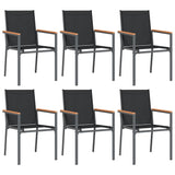 NNEVL Garden Chairs 6 pcs Black 55x61.5x90 cm Textilene and Steel