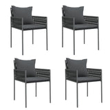 NNEVL Garden Chairs with Cushions 4 pcs Black 54x61x83 cm Poly Rattan