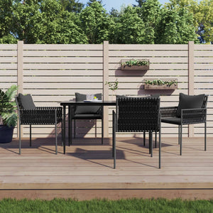 NNEVL Garden Chairs with Cushions 4 pcs Black 54x61x83 cm Poly Rattan