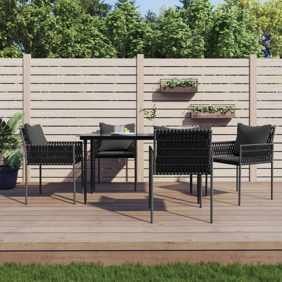 NNEVL Garden Chairs with Cushions 4 pcs Black 54x61x83 cm Poly Rattan