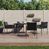 NNEVL Garden Chairs with Cushions 4 pcs Black 54x61x83 cm Poly Rattan