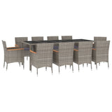 NNEVL 11 Piece Garden Dining Set with Cushions Grey Poly Rattan