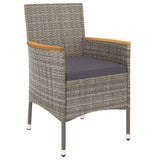 NNEVL 11 Piece Garden Dining Set with Cushions Grey Poly Rattan