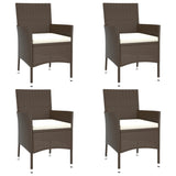 NNEVL 5 Piece Garden Bistro Set with Cushions Brown Poly Rattan