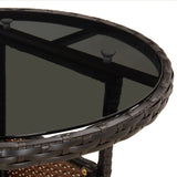NNEVL 5 Piece Garden Bistro Set with Cushions Brown Poly Rattan
