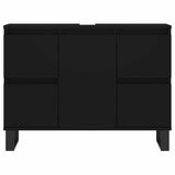 NNEVL Bathroom Cabinet Black 80x33x60 cm Engineered Wood