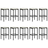 NNEVL 11 Piece Garden Bar Set with Cushions Black Poly Rattan