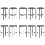 NNEVL 11 Piece Garden Bar Set with Cushions Grey Poly Rattan