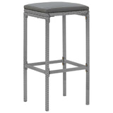 NNEVL 11 Piece Garden Bar Set with Cushions Grey Poly Rattan