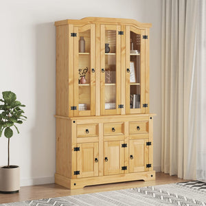 NNEVL Highboard Corona Brown 112x43x196 cm Solid Wood Mexican Pine