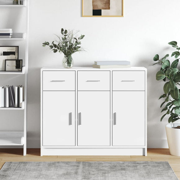 NNEVL Sideboard White 91x28x75 cm Engineered Wood