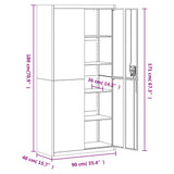 NNEVL File Cabinet Light Grey 90x40x180 cm Steel