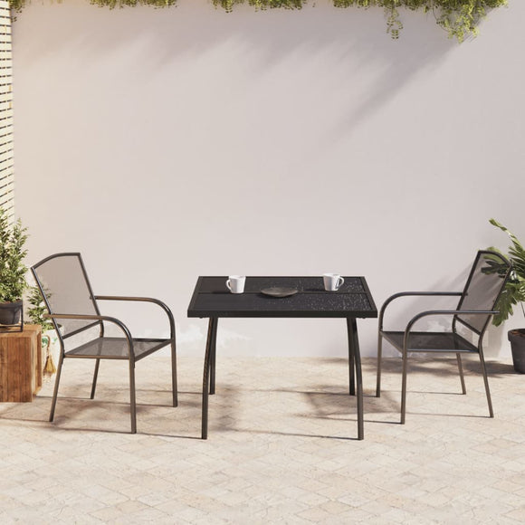 NNEVL 3 Piece Garden Dining Set Anthracite Steel