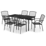 NNEVL 7 Piece Garden Dining Set Anthracite Steel