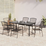 NNEVL 7 Piece Garden Dining Set Anthracite Steel