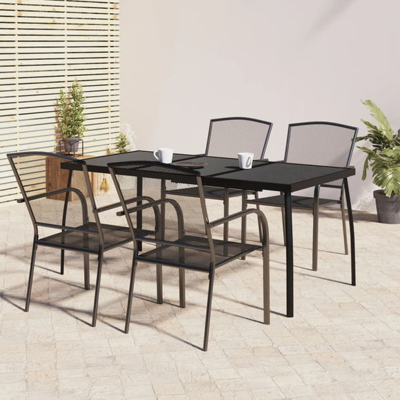 NNEVL 5 Piece Garden Dining Set Anthracite Steel