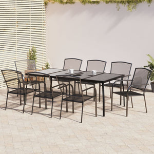 NNEVL 9 Piece Garden Dining Set Anthracite Steel