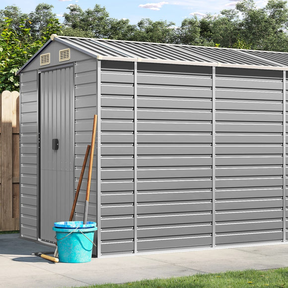 NNEVL Garden Shed Light Grey 191x640x198 cm Galvanised Steel