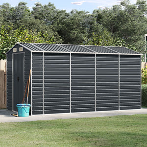 NNEVL Garden Shed Anthracite 191x385x198 cm Galvanised Steel