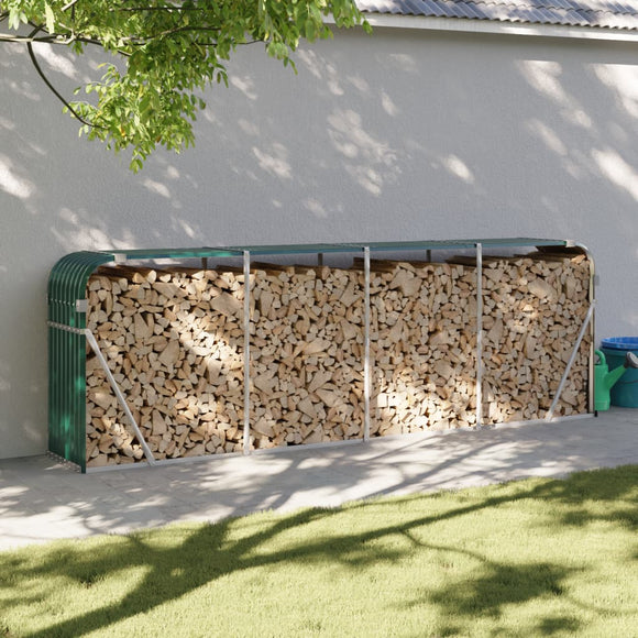 NNEVL Log Holder Green 300x45x100 cm Galvanised Steel