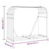 NNEVL Log Holder Light Grey 120x45x100 cm Galvanised Steel