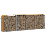 NNEVL Log Holder Light Brown 300x45x100 cm Galvanised Steel