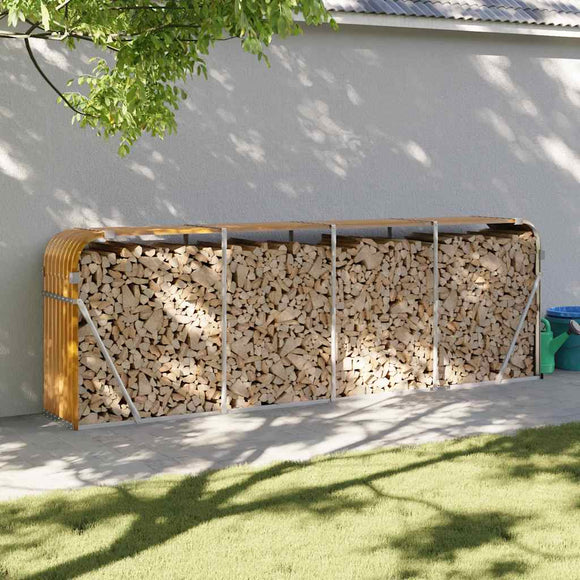 NNEVL Log Holder Light Brown 300x45x100 cm Galvanised Steel