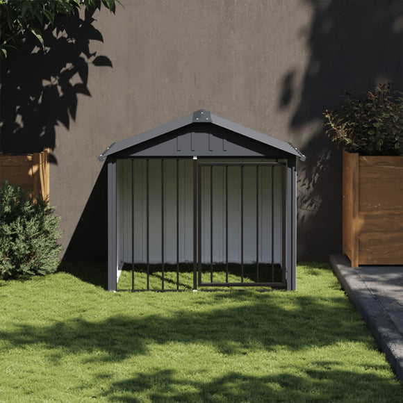NNEVL Dog House with Roof Black 117x103x102 cm Galvanised Steel