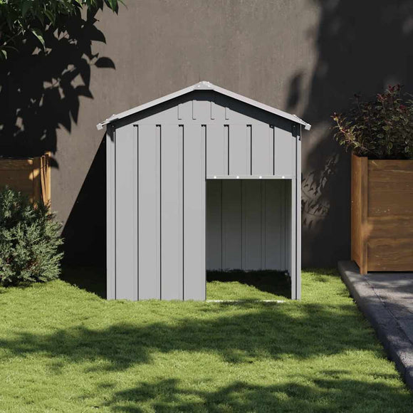 NNEVL Dog House with Roof Light Grey 117x103x123 cm Galvanised Steel