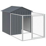 NNEVL Dog House with Run Anthracite 117x201x123 cm Galvanised Steel