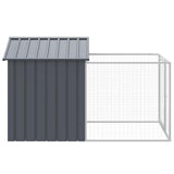 NNEVL Dog House with Run Anthracite 117x201x123 cm Galvanised Steel