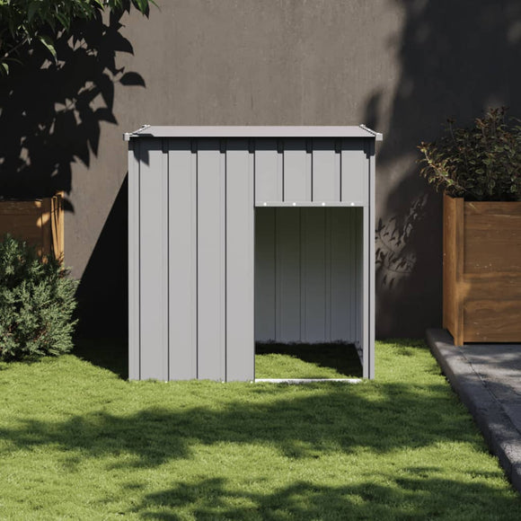 NNEVL Dog House with Roof Light Grey 110x103x109 cm Galvanised Steel