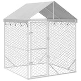 NNEVL Outdoor Dog Kennel with Roof Silver 2x2x2.5 m Galvanised Steel