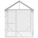 NNEVL Outdoor Dog Kennel with Roof Silver 2x2x2.5 m Galvanised Steel
