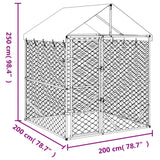 NNEVL Outdoor Dog Kennel with Roof Silver 2x2x2.5 m Galvanised Steel