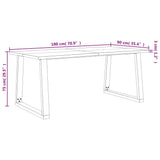 NNEVL Dining Table with Live Edge 180x90x75 cm Solid Wood Acacia