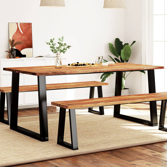 NNEVL Dining Table with Live Edge 180x90x75 cm Solid Wood Acacia