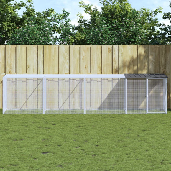 NNEVL Chicken Cage with Roof Anthracite 403x98x90 cm Galvanised Steel