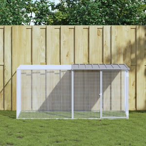 NNEVL Chicken Cage with Roof Light Grey 203x98x90 cm Galvanised Steel